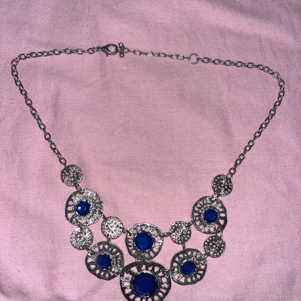 Elegant Silver and Blue Necklace